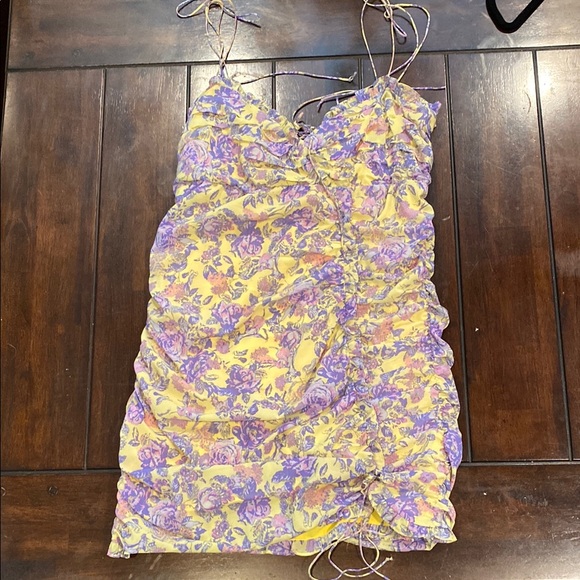 For Love And Lemons | Floral Yellow and Purple Mini Dress - Picture 3 of 8